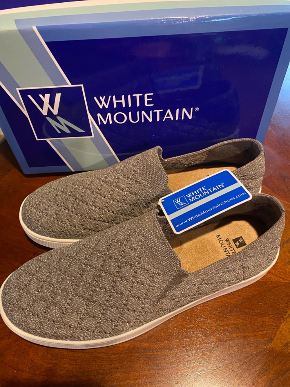 White Mountain Gray Knit Slip-On Loafers